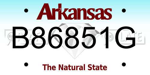 B86851G Arkansas License Plate