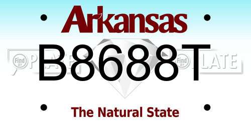 B8688T Arkansas License Plate
