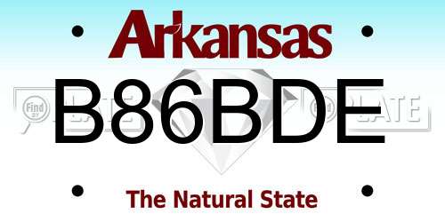 B86BDE Arkansas License Plate