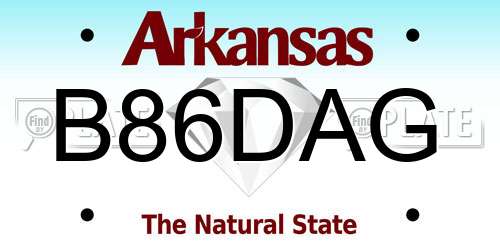 B86DAG Arkansas License Plate