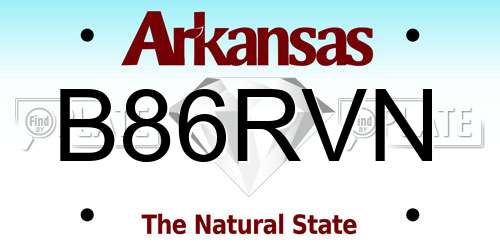B86RVN Arkansas License Plate