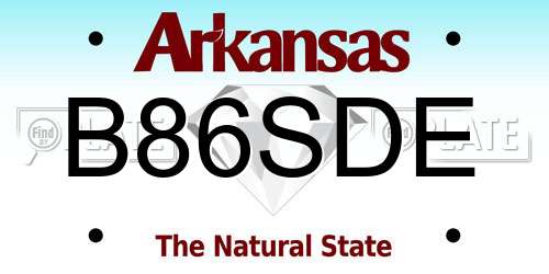 B86SDE Arkansas License Plate