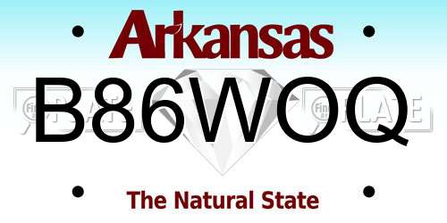 B86WOQ Arkansas License Plate