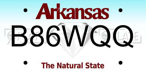 B86WQQ Arkansas License Plate