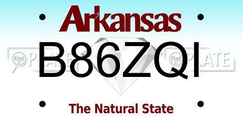 B86ZQI Arkansas License Plate