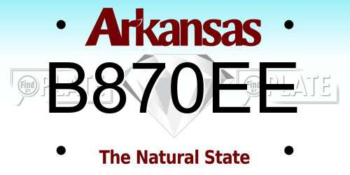 B870EE Arkansas License Plate