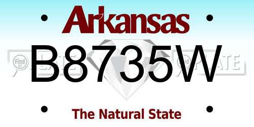 B8735W Arkansas License Plate