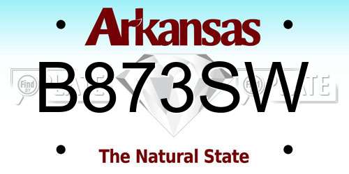 B873SW Arkansas License Plate
