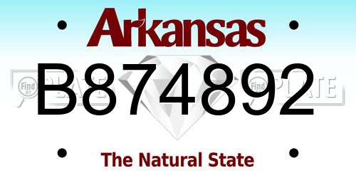 B874892 Arkansas License Plate