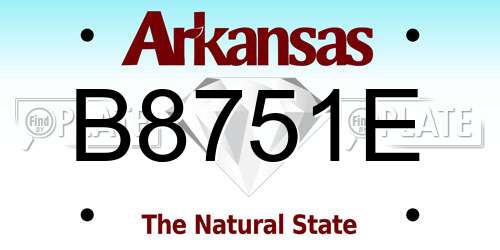 B8751E Arkansas License Plate