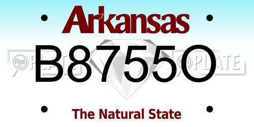B8755O Arkansas License Plate