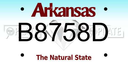 B8758D Arkansas License Plate