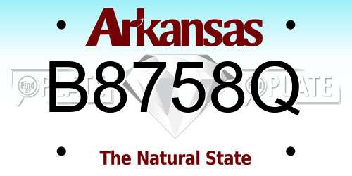 B8758Q Arkansas License Plate