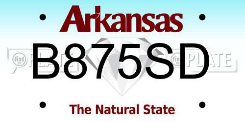 B875SD Arkansas License Plate