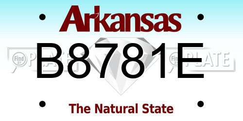 B8781E Arkansas License Plate