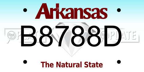 B8788D Arkansas License Plate