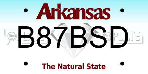 B87BSD Arkansas License Plate