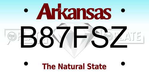 B87FSZ Arkansas License Plate