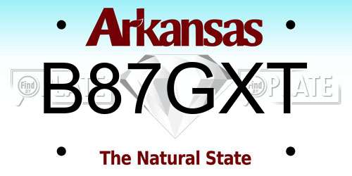 B87GXT Arkansas License Plate