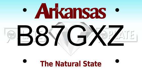 B87GXZ Arkansas License Plate
