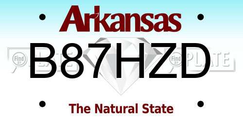 B87HZD Arkansas License Plate