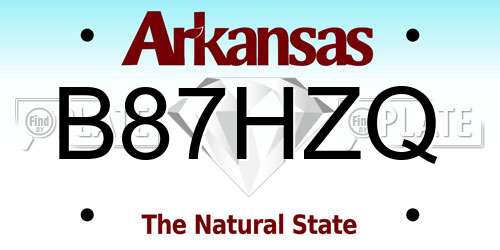 B87HZQ Arkansas License Plate