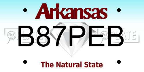 B87PEB Arkansas License Plate