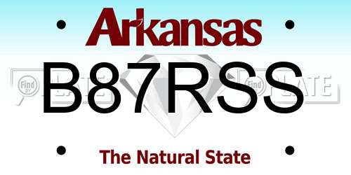 B87RSS Arkansas License Plate