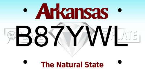 B87YWL Arkansas License Plate