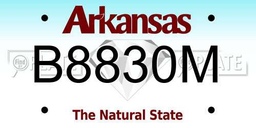 B8830M Arkansas License Plate