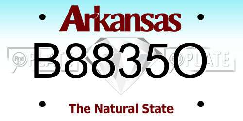 B8835O Arkansas License Plate