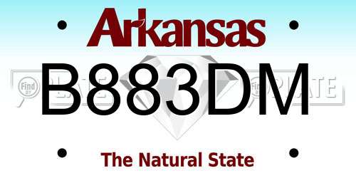 B883DM Arkansas License Plate