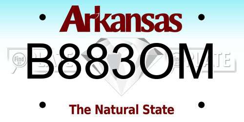 B883OM Arkansas License Plate