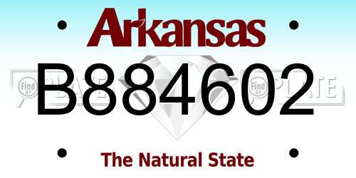 B884602 Arkansas License Plate