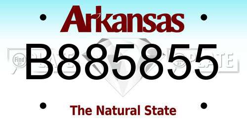 B885855 Arkansas License Plate