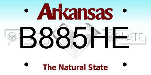 B885HE Arkansas License Plate