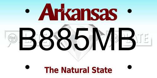 B885MB Arkansas License Plate
