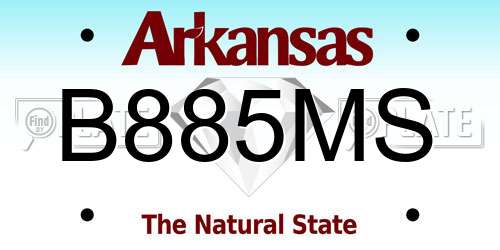 B885MS Arkansas License Plate