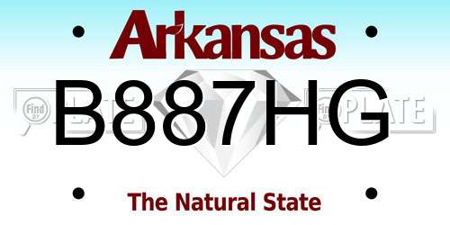 B887HG Arkansas License Plate