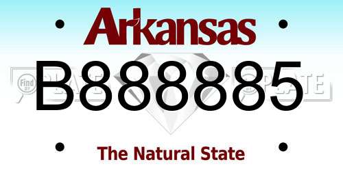 B888885 Arkansas License Plate