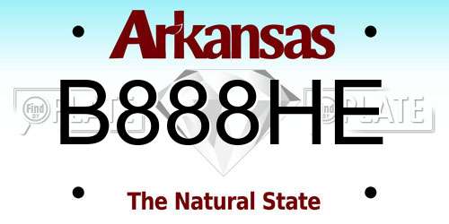 B888HE Arkansas License Plate