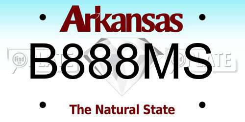 B888MS Arkansas License Plate