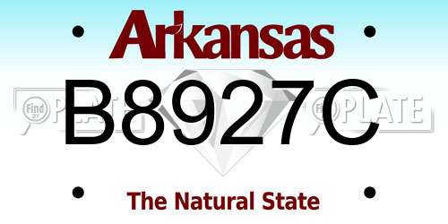 B8927C Arkansas License Plate