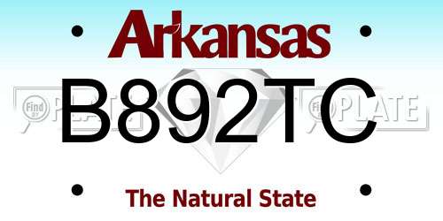 B892TC Arkansas License Plate