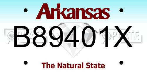 B89401X Arkansas License Plate
