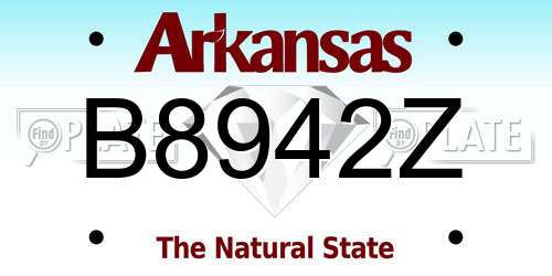 B8942Z Arkansas License Plate