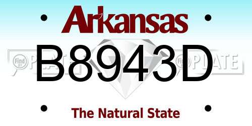 B8943D Arkansas License Plate