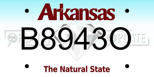 B8943O Arkansas License Plate