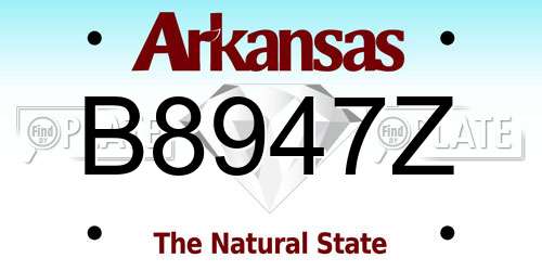 B8947Z Arkansas License Plate