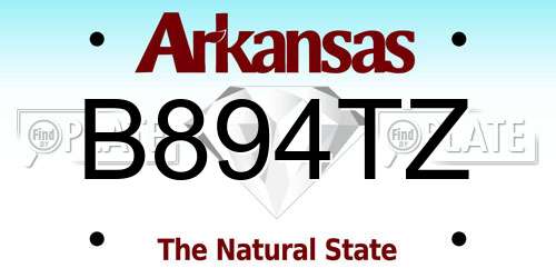 B894TZ Arkansas License Plate